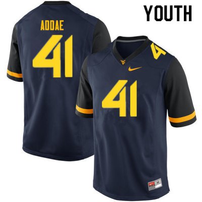 Youth West Virginia Mountaineers NCAA #41 Alonzo Addae Navy Authentic Nike Stitched College Football Jersey WR15Q30GB